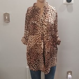 Zara safari leopard print shirt